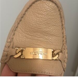 Coach Beige Leather Loafers with Gold Detail